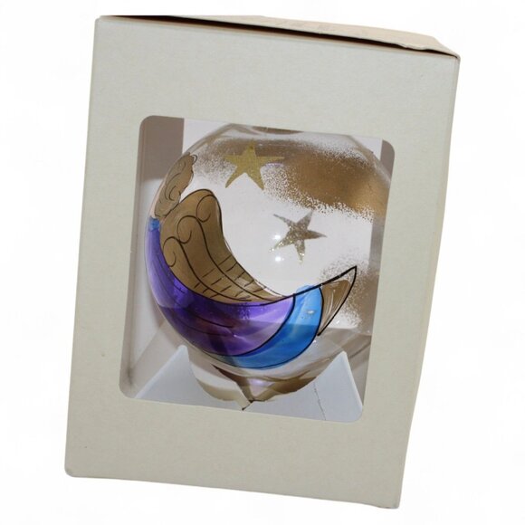 Handpainted Glass Angel Ornament With Gold Stars - Picture 10 of 10